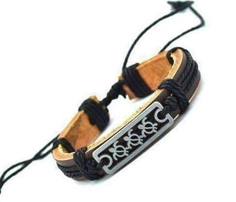 Image of Sea Turtle Charm Genuine Leather Bracelet Cuff