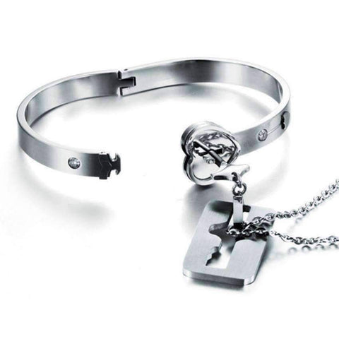 Lock Key Bracelet And Pendant Jewelry Set