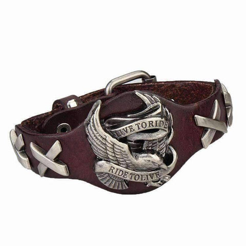 Leather Live To Ride, Ride To Live Bracelet