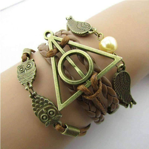 Antique Bronze Deathly Hallows Bracelet - Inspired By Harry Potter