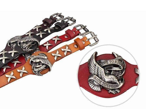 Image of Leather Live To Ride, Ride To Live Bracelet