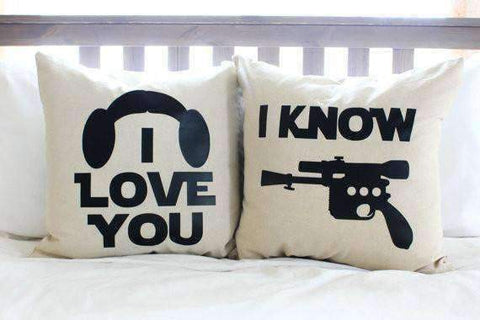 Leia & Han "I Love You/I Know" Pillow Set